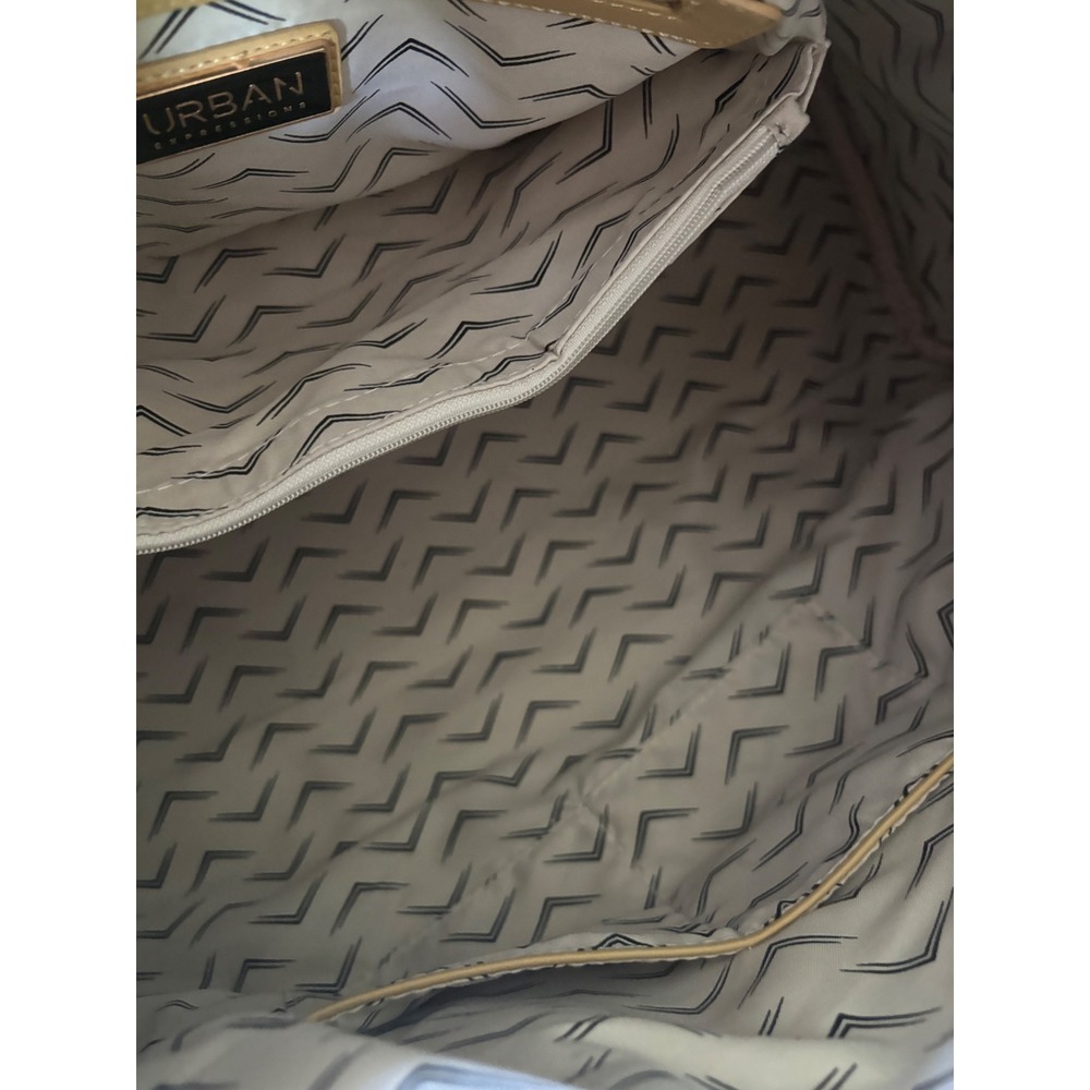 Urban Expressions Straw Weekender Bag Tan Woven Vegan Leather Travel Duffel Bag - Picture 5 of 6
